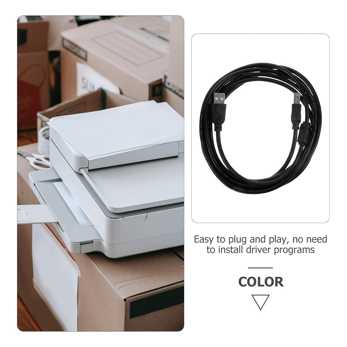 2.0 3 Vaguelly USB Printer Cable for Copier and Scanner, Meter Black USB Cable for Computer Accessories, Office