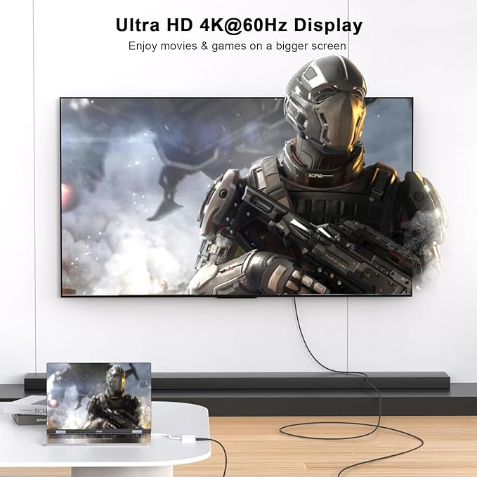 USB C to HDMI Adapter, Type C Digital AV HDTV Adapter 4K@60Hz HDMI Sync Screen Connector Cable with 100W USB C Charging Port for iPhone 16/16 Plus/16 Pro/16 Pro Max/15/15 Plus/15 Pro/15 Pro Max