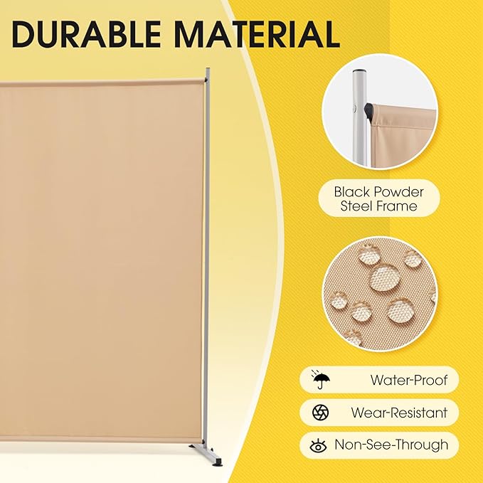 Rantila 2 Large Panels Room Divider,Portable Office Divider,Convenient Movable,Folding Partition Privacy Screen for Bedroom,Dining Room, Study,142" W x 71" H,Beige