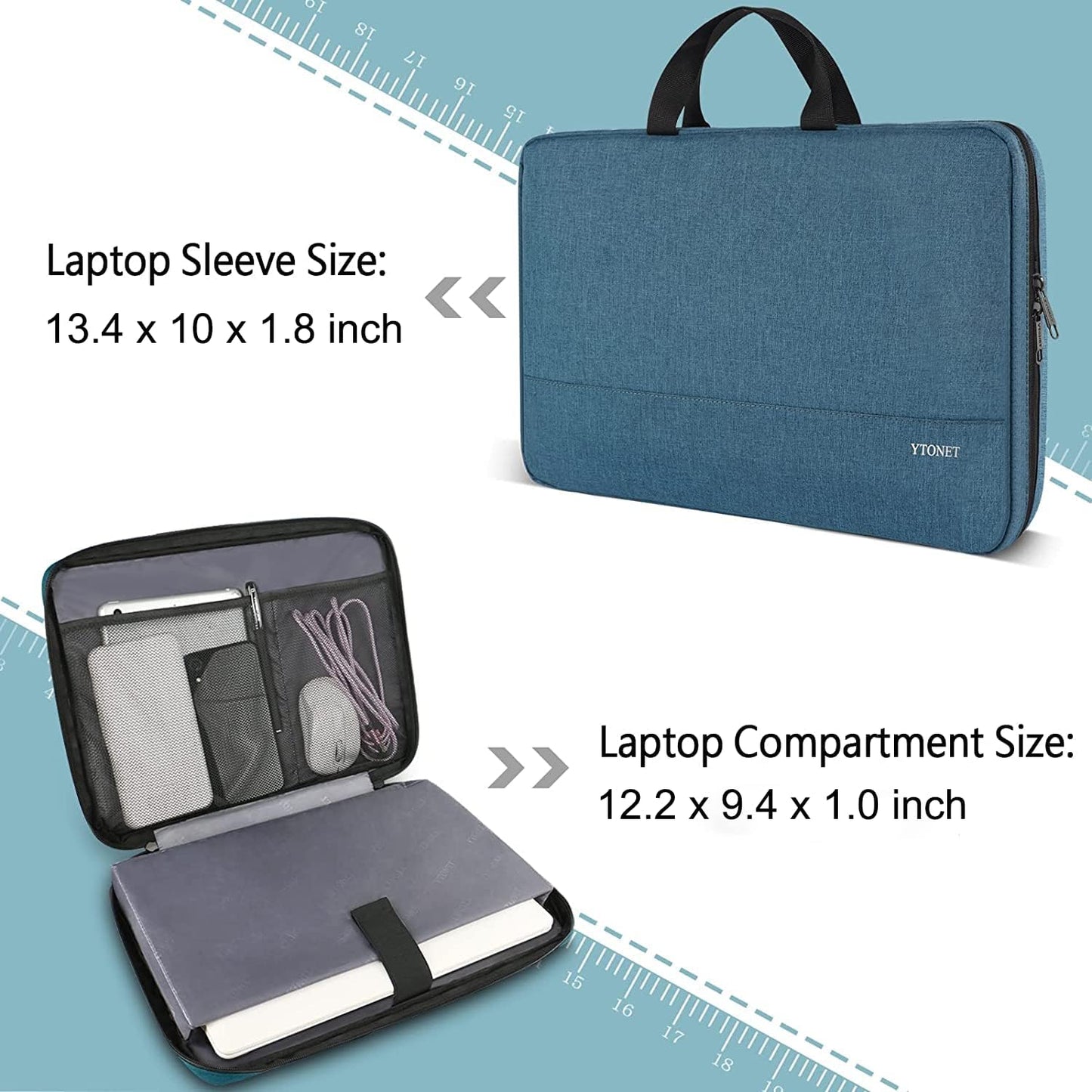 Ytonet 13-13.3 Inch Laptop Sleeve Case - Water Resistant TSA Laptop Bag with Handle for MacBook, HP, Dell, Lenovo, Acer