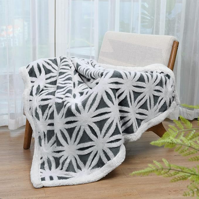 LOMAO Sherpa Fleece Blanket Fuzzy Soft Throw Blanket Dual Sided Blanket for Couch Sofa Bed (Dark Grey, 90''x90'')