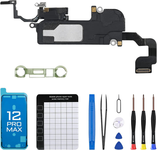 for iPhone 12 Pro Max Earpiece Front Speaker Replacement Repair Kit, OEM Ear Module Part with Ambient Light Sensor