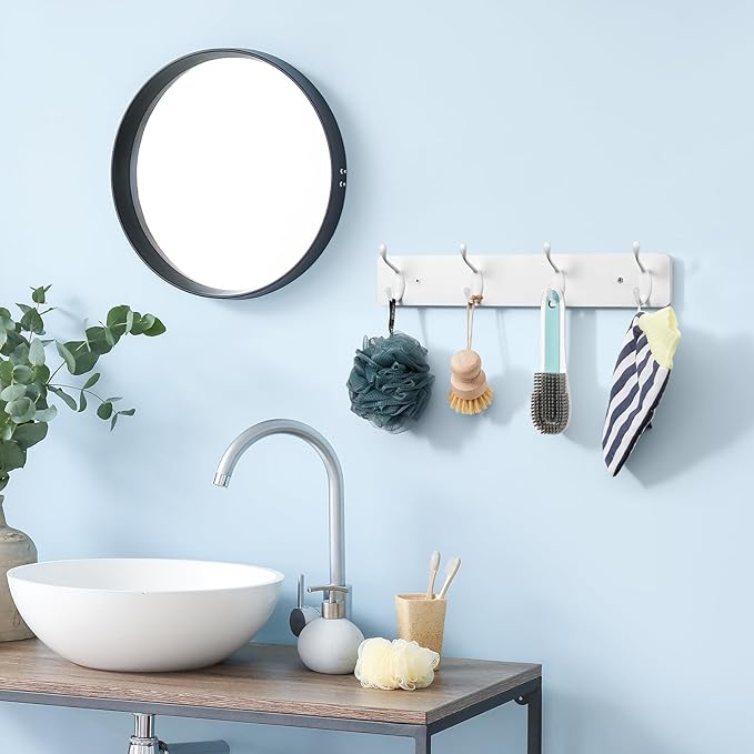Heavy Duty Coat Rack Wall Mount - White Coat Hooks Wall Mounted for Sunglasses Jackets Hats Purse Dog Leashes Towels - Coat Hanger for Entryway Closet Mudroom Laundry Room Bathroom