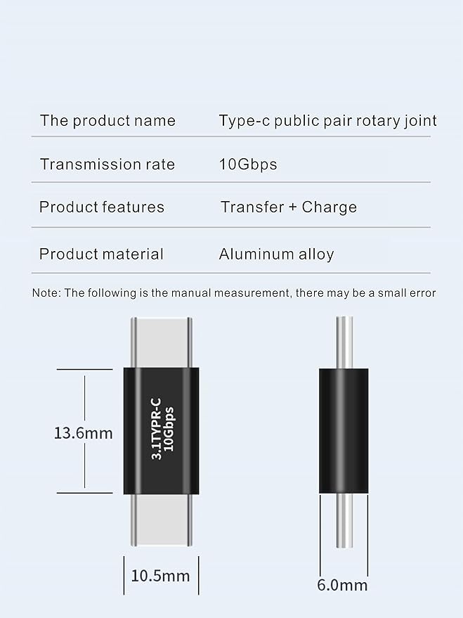 BOLS USB C Male-to-Male Adapter(2 pcs),USB C Full-Featured, Support 10GBbps Rate, Audio and Video, Fast Charging Adapter…