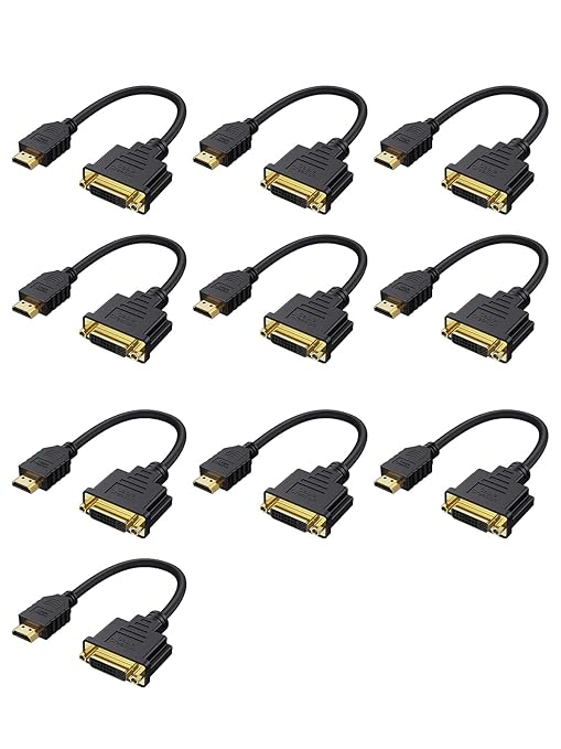 CableCreation HDMI Male to DVI Female 0.5ft [10 Pack], Bi-Directional HDMI Male to DVI-I (24+5) Female Adapter, for PC, TV, TV Box, PS5, Blue-ray, Xbox,Switch