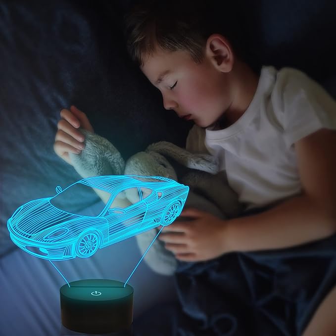 Attivolife Car 3D Gifts Lamp, Rally Vehicles Illusion Optical Night Light 16 Colors Changing with Remote Control, Kids Bedroom Decor Birthday Gift Present for Sports Racing Lover Children Boy Men
