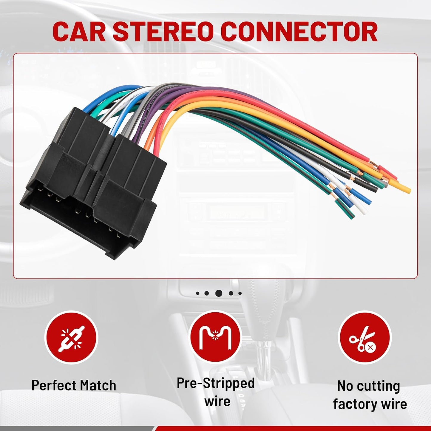 1999-2005 2001-2006 RED WOLF Radio Wiring Harness Fit for Hyundai Sonata Accent Kia Amanti Optima Sedona Aftermarket