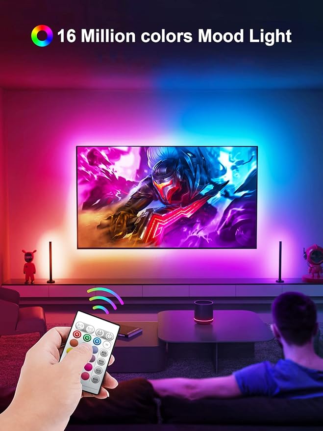LED Lights for TV, 16.4ft LED Lights for 45-75 Inch TVs, RGB TV Backlight Behind, Music Sync Bluetooth APP & Remote Control Strip Lights USB Powered for Bedroom, Gaming, Home Décor