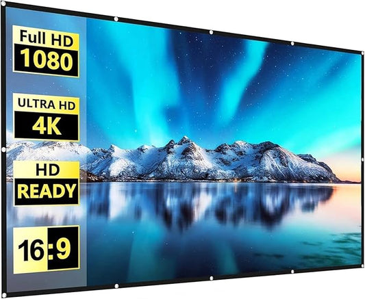 FUDONI Projector Screen 100 inch, Portable Projector Screen Outdoor Indoor Projection Screen for Home Theater Camping Party Office (Thinner)