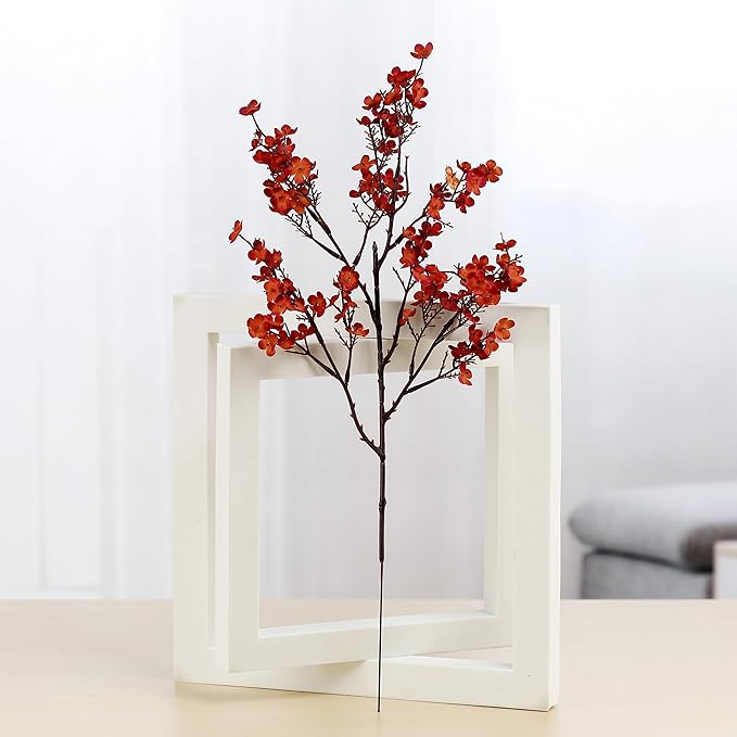JAKY-Global Babys Breath Silk Artificial Flowers Bulk 12pcs for Fall Decor Fake Flower Bouquet Bulk for Home Kitchen Indoor Bouquet Floral Arrangement Table Centerpieces Party Decor(Burnt Red Brown)