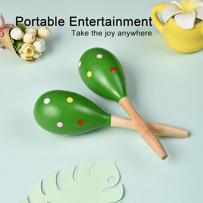 Maracas for Adults Kids Babies, Wooden Maracas Shaker Musical Instrument, Green