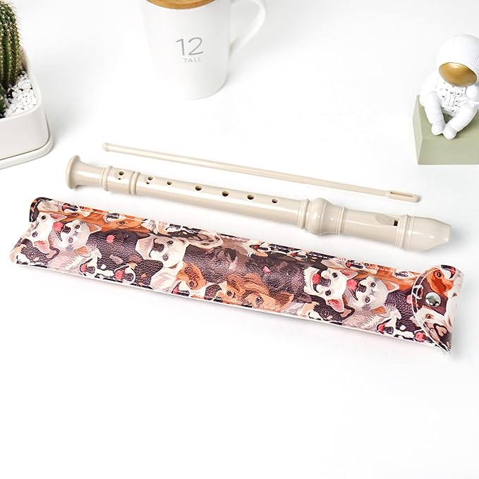 Recorder Instrument for Beginner Kids Adults,8-Hole Soprano Descant Recorder Music Flute with with Cleaning Rod & Leather Case For School Student Home Entertainment(2-Dense Dog)