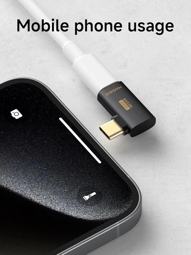 Hagibis 240W 80Gbps 8K@60Hz USB C Adapter, USB-C Male to Female Adapter, USB4 Connecter for Thunderbolt 5/4/3, Laptop, Switch, Dock, Mac, Tablet, iPhone 16 15 Pro Max (TGM11)