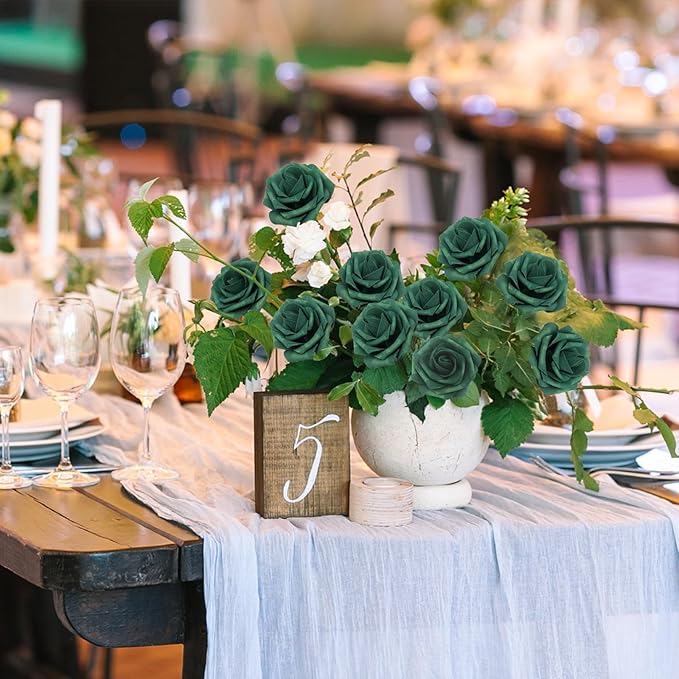 JOYLEX Artificial Flowers Realistic Roses, Real Looking Fake Roses with Stem for DIY Wedding Bouquets Centerpieces Bridal Shower Party Home Romantic Decorations (Peacock Green, Regular 3" - 200pcs)