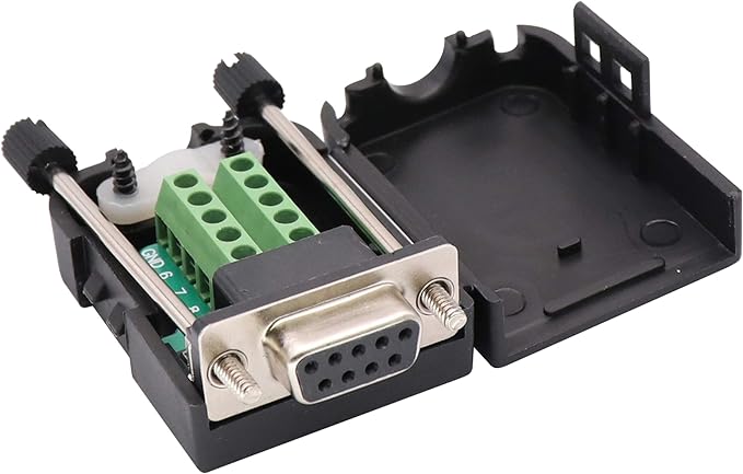 DB9 Screw Terminal Block Adapter D-SUB 9-pin RS232 Female to 9 +1 Pin/Way Female Serial Terminal Breakout Board Connector Signal Module with case (2Pcak/Female)