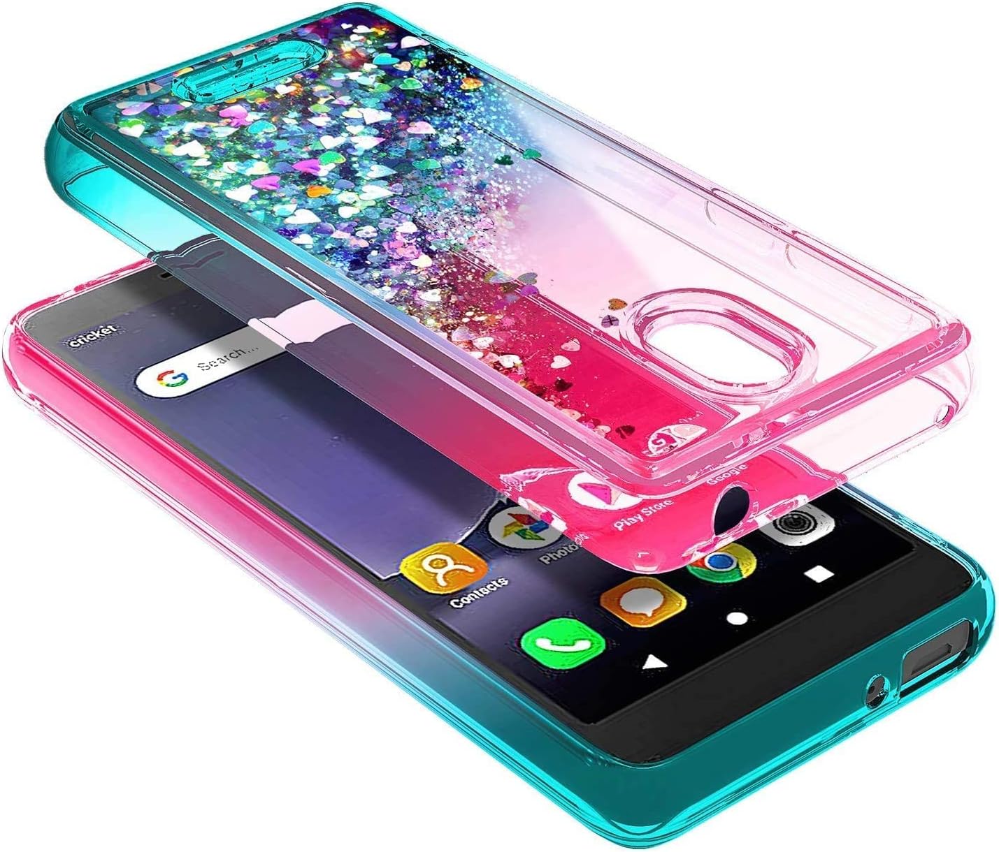NZND Case for Wiko Ride 2 (U520AS) with Tempered Glass Screen Protector, Glitter Liquid Floating Case