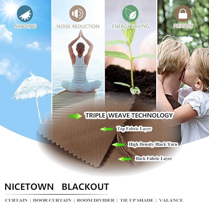 NICETOWN Noise Reducing Room Divider Curtains - Wide Width Grommet Top Partition Panel for Living, Bedroom, Baby Room (One Pack, 8ft Tall x 15ft Wide, Cappuccino)