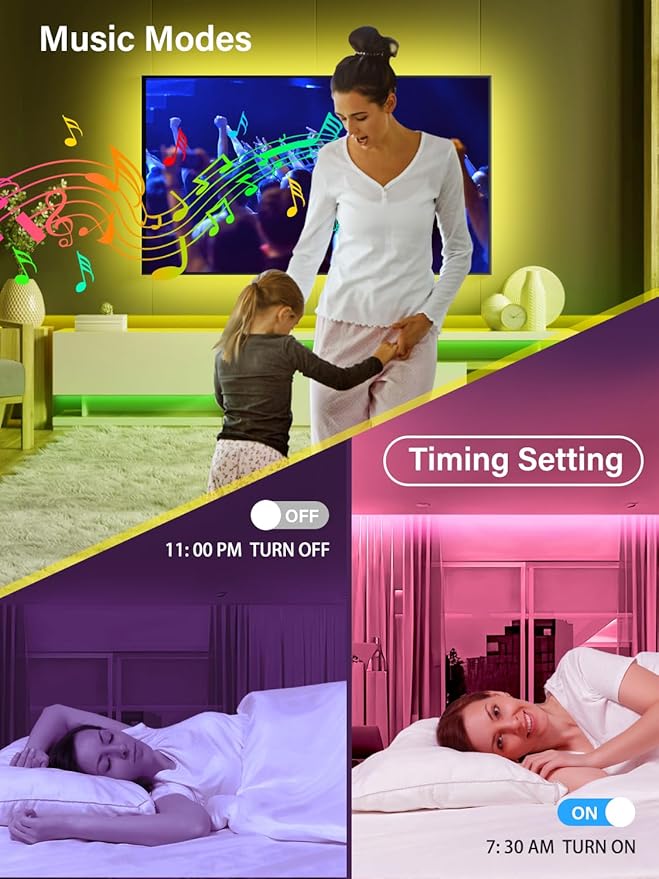 Led Lights for TV for 32-80 Inch, 20ft TV Led Backlight, RGB Led Strip Lights Music Sync Color Changing, USB Light Strip with Remote, App Control Led Lights for Bedroom, Gaming Accessories