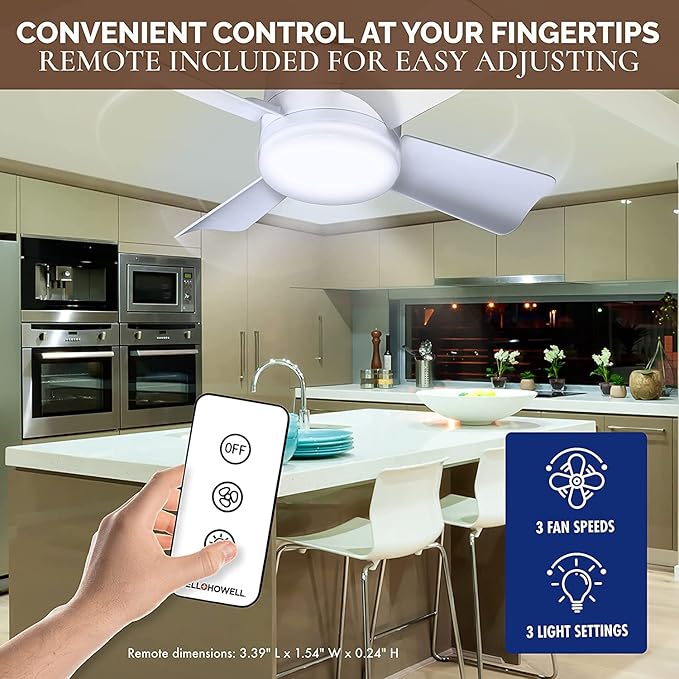 Bell+Howell Socket Breeze Modern Ceiling Fans with LED Lights, 10" LED E26/E27 Screw Base Mini Light Socket Fan with Cord for Bedroom, Living Room, Kitchen, Balcony