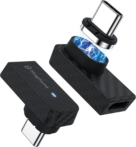 Magtame Magnetic USB C 90 Degree Adapter 240W (2Pack), USB-to-USB Adapters Plastic Carbon Fiber 24Pin Right Angle Adapter, 40Gbps Fast Charge & 4K Video, Protect Port for USB4 Devices