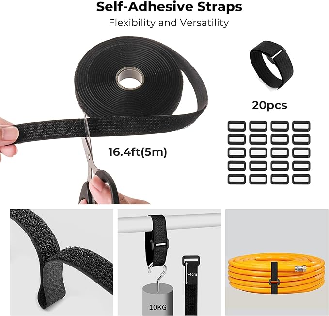Cable Management Organizer Kit, Desk Cable Organizer, Cable Management Under Desk, Wire Management and Cord Organizer for Home, Office, Standing Desk