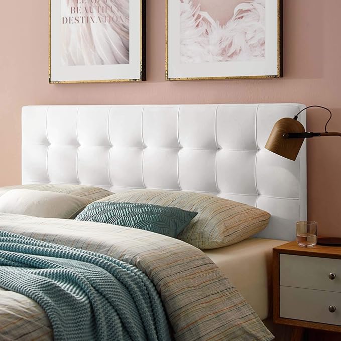 Modway Lily Biscuit Tufted Twin Performance Velvet Headboard, White