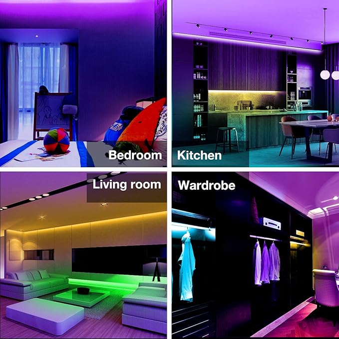 DAYBETTER SMD 5050 Remote Control Led Strip Lights 20ft, RGB Color Changing Led Strip with Remote Control for Room, Bedroom, Suitable for Home Decor, Living Room, Kitchen, Home Party Decoration, 24V