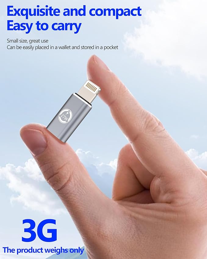 27W USB C to Lightning Adapter for Iphone 14 13 12 11 Pro Cable for Apple Mfi Type Female (3Pack) PD Charger Connector Converter Adaptador Tipo Port Thunderbolt Dongle for Ipad Air Lighting Male Power