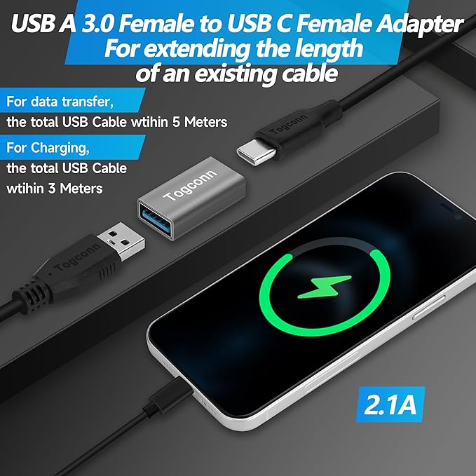 USB to USB C Adapter 2 Pack, Bi-Directional USB Type-C (Female) to USB Type-A (Female) On-The-Go (OTG) Converter Connector Support Charging & Data Sync for Laptop, PC, iPhone, MacBook Pro