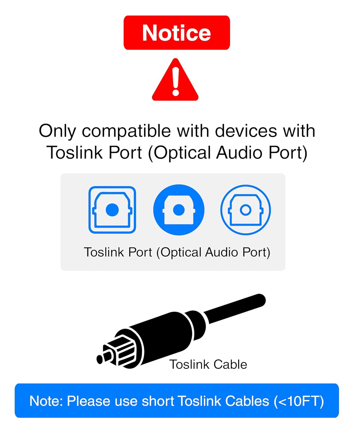 1x2 (1 2 LPCM2.0, Dolby 5.1)- BlueRigger Digital Optical Audio Splitter in Out Unidirectional Toslink Splitter, Support
