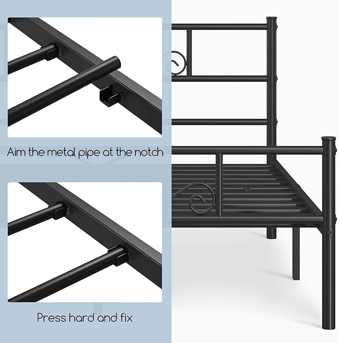 Yaheetech Full Bed Frames Metal Platform Bed with Headboard and Footboard for Bedrooms No Box Spring Needed Easy Assembly, Black/Full Bed