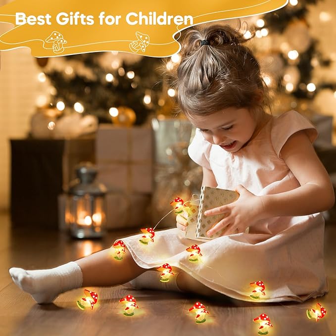 Coquimbo Mushroom Lights Room Cottagecore Decor: Christmas Stocking Stuffers Gifts for Teen Girls Boys, 10FT 30LED Fairy Lights Battery Operated Cute Mushroom Lamp Decorations for Bedroom Dorm Wedding