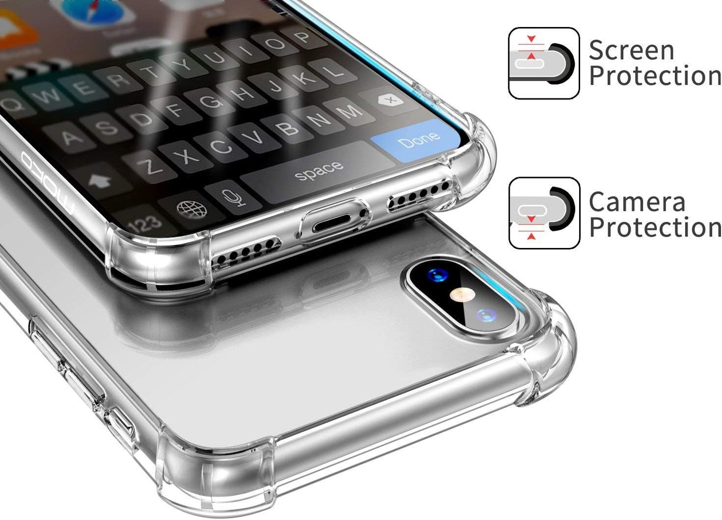 Phone Case Compatible for iPhone XR, Crystal Clear Hard Back Cover with Shockproof Protection, 6.1 inches
