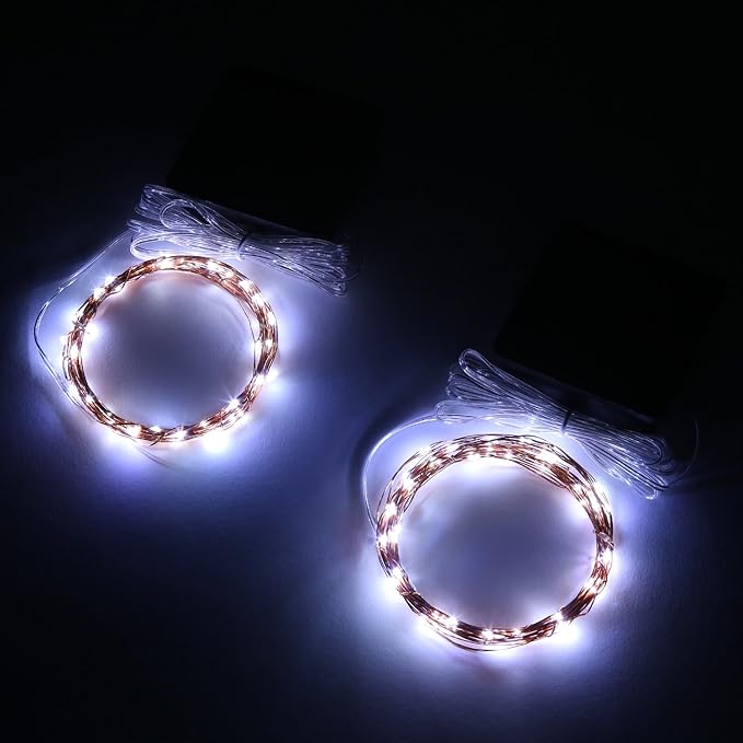 Magicnight Solar Mini Teeny Tiny Lights,Starry String Light for Garden Fairy,Tree,Railing,Arbor,Fence,16 Feet 50LEDs,2 Pack,Cool White