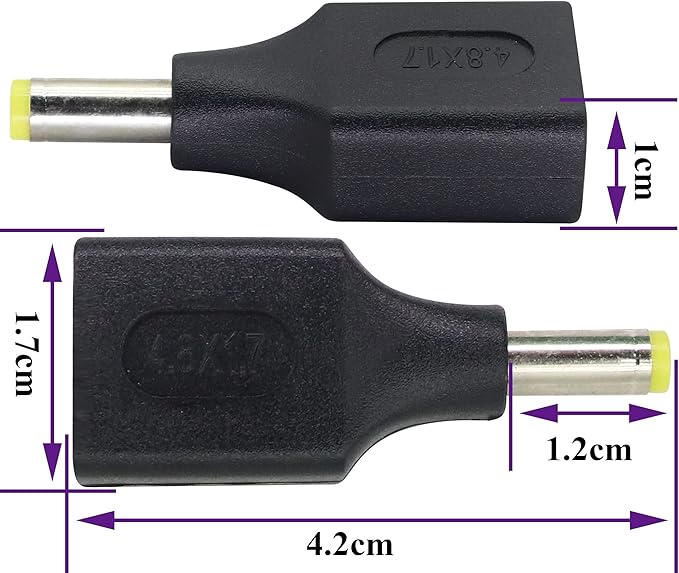 2 Pack 5V USB to DC 4.8x1.7mm Power Plug Extender Adapter for USB & DC Devices