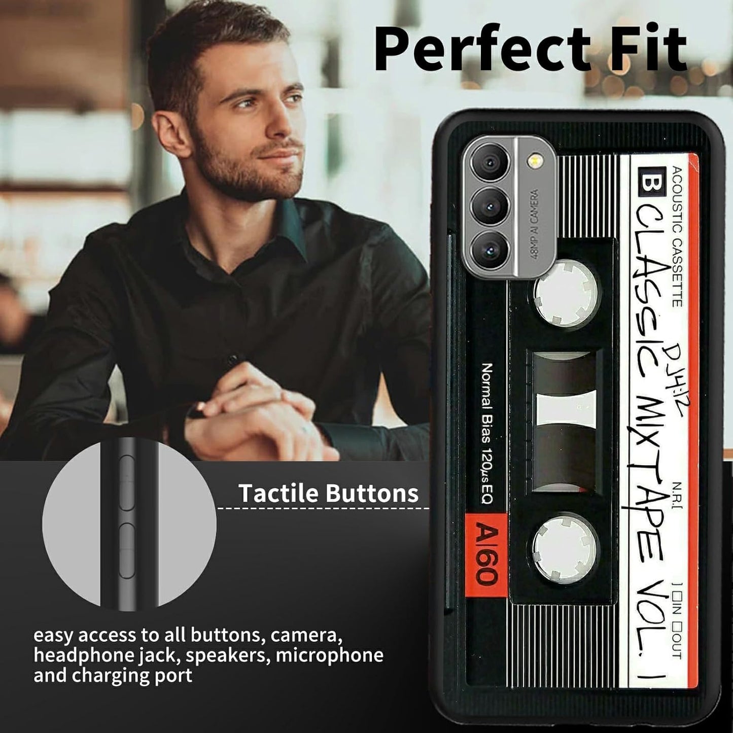 Retro Audio Cassette Pattern Case for Nokia G310 5G, Slim Soft TPU Silicone Rubber Shock-proof Cover