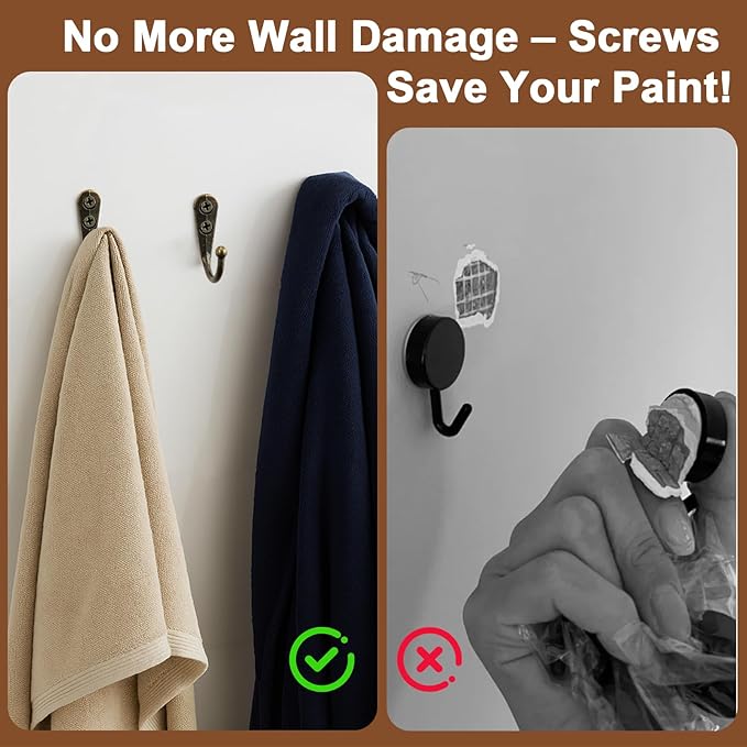 POZEAN 40 Pack Wall Hooks for Hanging, Heavy Duty Small Coat Hooks Wall Mounted for Living Room, Bathroom, Kitchen, Bedroom for Key, Cup, Bag, Hat, Scarf, and More (Bronze)