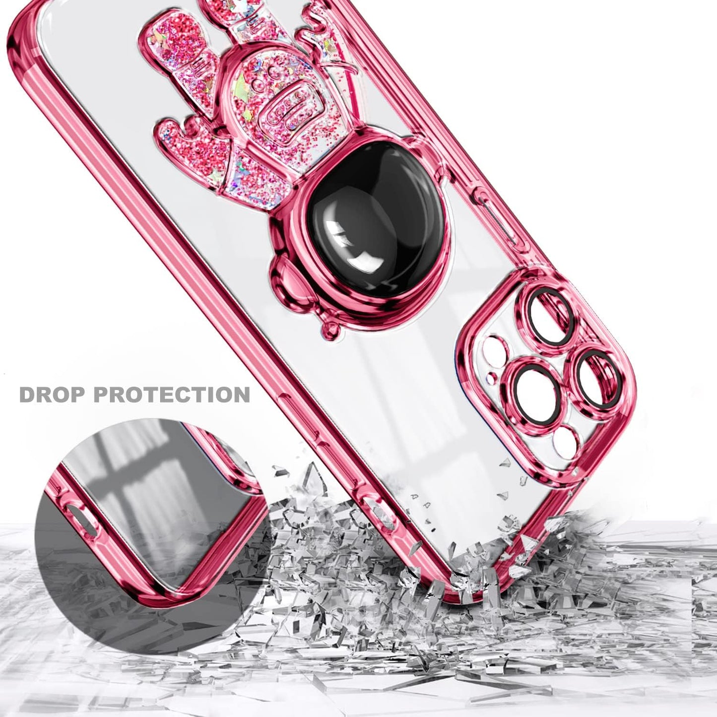NGB Supremacy Liquid Floating Glitter Case for iPhone 11 Pro Max, 6.5 inch, Astronaut Rose Gold with Tempered Glass
