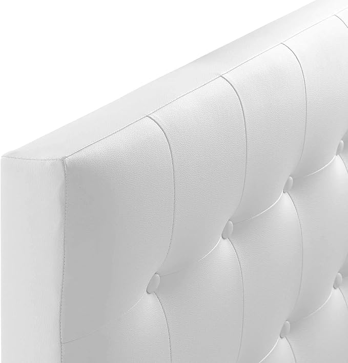 Modway Emily Tufted Button Faux Leather Upholstered Twin Headboard in White
