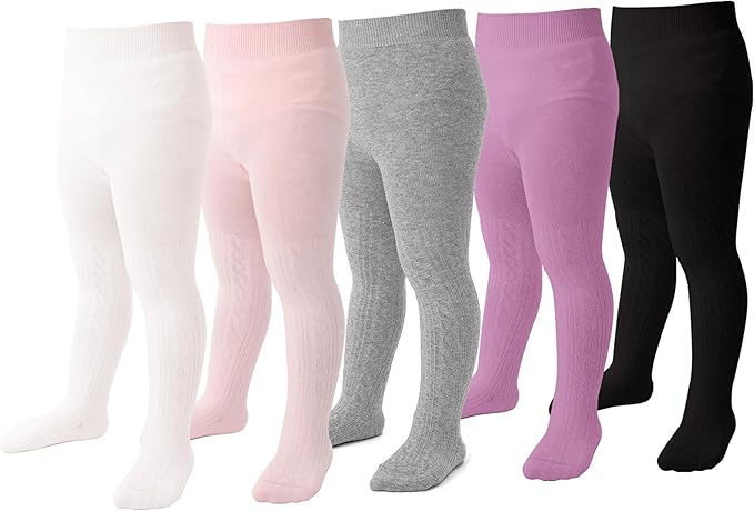 Marchare Baby Girls Tights Thick Solid Cable Knit Leggings Winter Warm Stockings For Toddler Girls 1/2/3/4/5 Pack