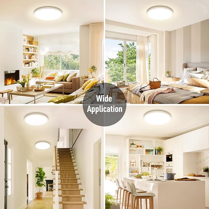 SunRider LED Flush Mount Ceiling Light Fixture, 4000K Neutral White, 2400LM, 12 Inch 24W Round Ceiling Lights, 240W Equiv. Panel Lamp, Non-Dimmable
