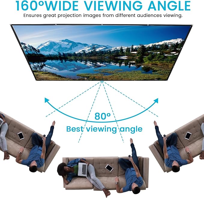 KAMUNING 120 inch Gray ALR Projector Screen, 4K Movie Projector Screen,16:9 HD mini Home Theater Movie Screen, Suitable for Bedroom,Yard, Camping, Spontaneous Movie Night or Road Trip