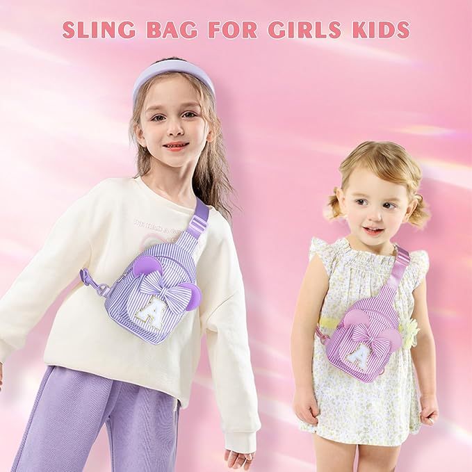 Gifts for Kids, Girls Birthday Gifts | Purple Crossbody Bags for Little Girl Kids Initial Cross Body Bag Small Sling Belt Bag Birthday Gift for Sister Daughter Granddaughter Gift (Purple C)