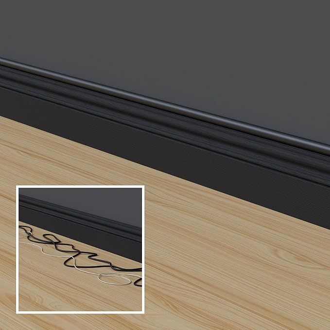 D-Line 157in Cord Hider Kit, Patented Cable Cover, Hide Wires on Wall, Channel for TV Mount Cords, Raceway Wire Hiders, Paintable, Adhesive, Half Round, 10x 0.78in W x 0.39in H x 15.7in L, Black