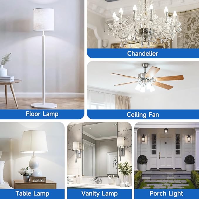 SHINESTAR E12 LED Candelabra Light Bulbs 40 Watt Equivalent, 5000K Daylight White 470 Lumen Chandelier Bulb, 6W B11 Candle Small Base Ceiling Fan Light Bulbs, Non-Dimmable, Pack of 6