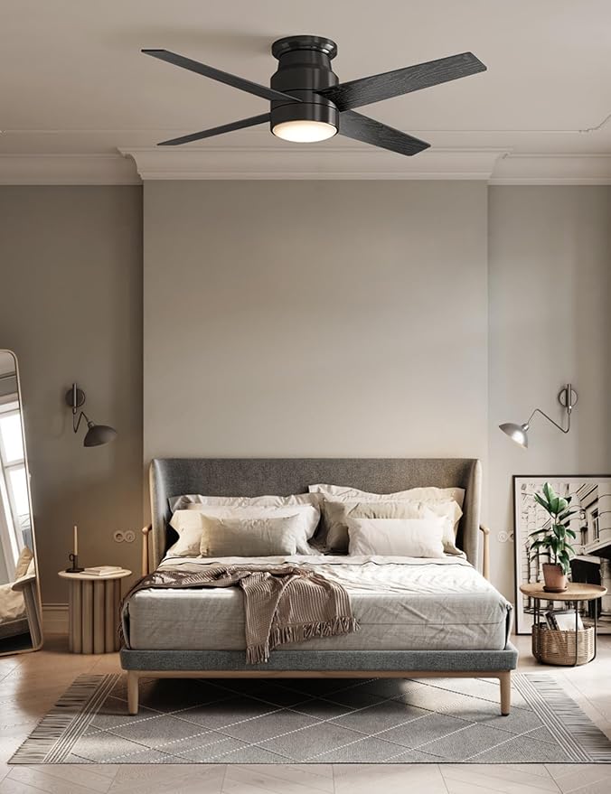warmiplanet Flush Mount Ceiling Fans with Lights and Remote Control, 52-Inch, Brushed Nickel, 4-Blades, 2 Pack