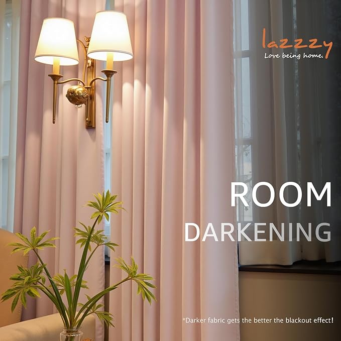Lazzzy Velvet Blackout Curtains Thermal Insulated Room Window Drapes Super Soft Luxury Curtains for Living Room Bedroom Rod Pocket 2 Panels, Dusty Pink, 52" W x 72" L