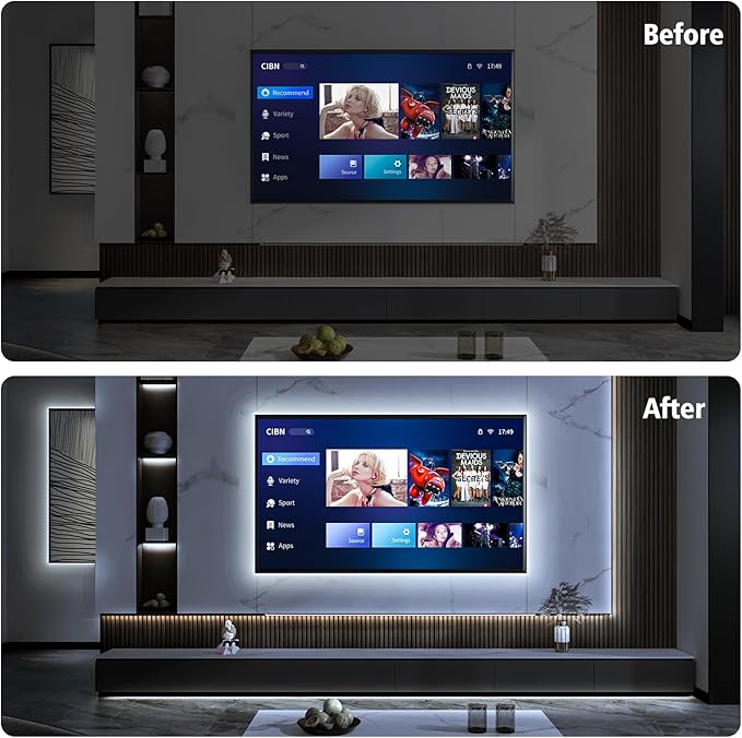 echosari 3.3FT 6000K Strip Lights Battery Operated, Tape Light with Remote 8 Modes Timer Self-Adhesive Cuttable, Strip Lights for Bedroom Cabinets Shelves TV Indoor Decor (Cool White)