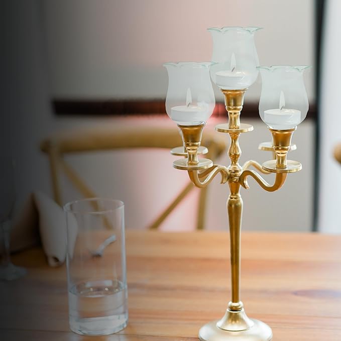 4E's Novelty Clear Glass Votive Cups with Peg - Pack of 6 - Tulip Votive for Candelabra Candle Holder, Home Interior Candle Sconce Glass Replacement Parts, Shabbat Candle Oil Lamp (3.25" Tall)