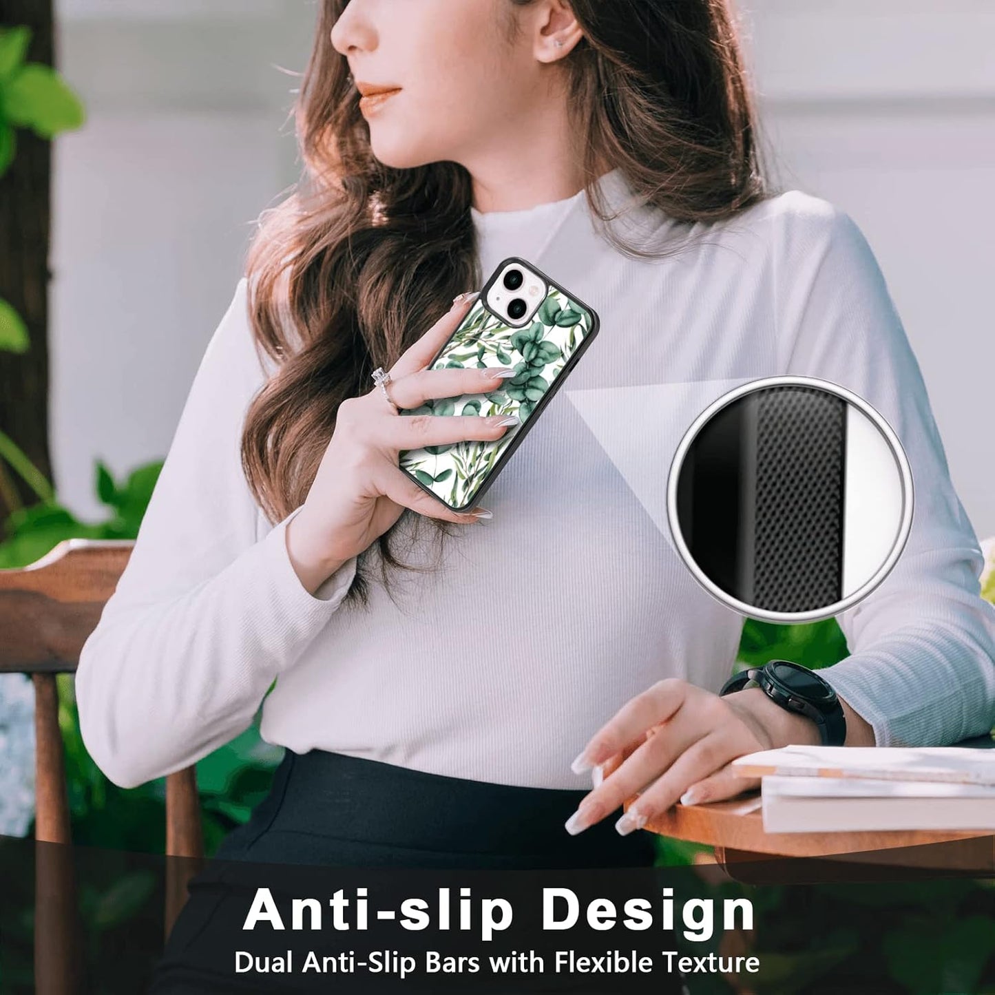 Eucalyptus Summer Case for iPhone 13/14 (6.1") - Cute Green Silicone Ultra Shockproof Phone Cover for Girls & Women.